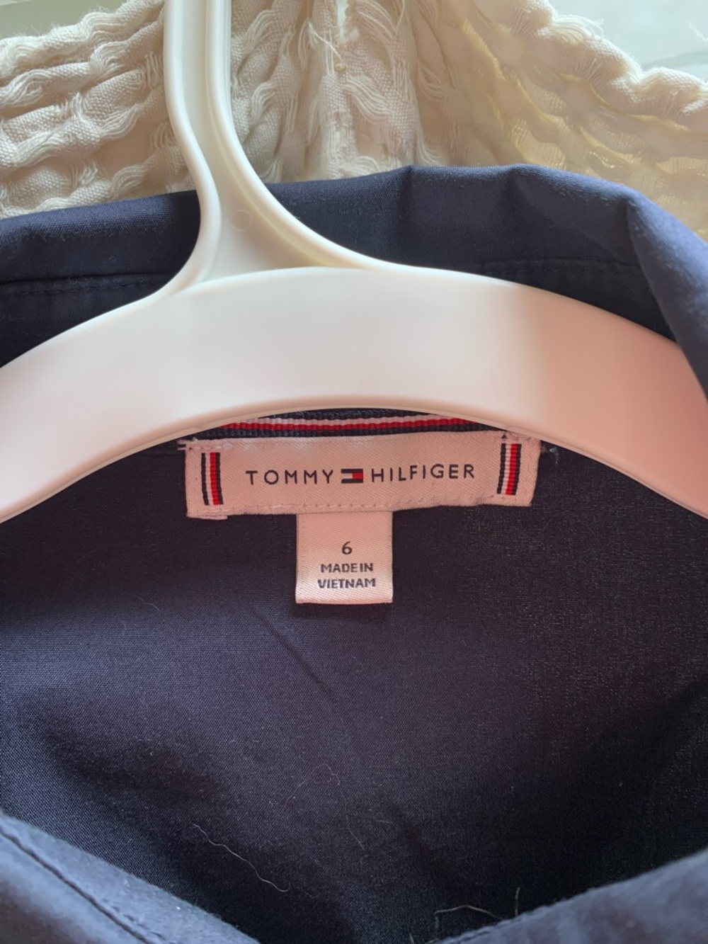 Tommy Hilfiger Navy Short-Sleeve Midi Shirtdress with Smocked Waist Sz 6 - Picture 2 of 10
